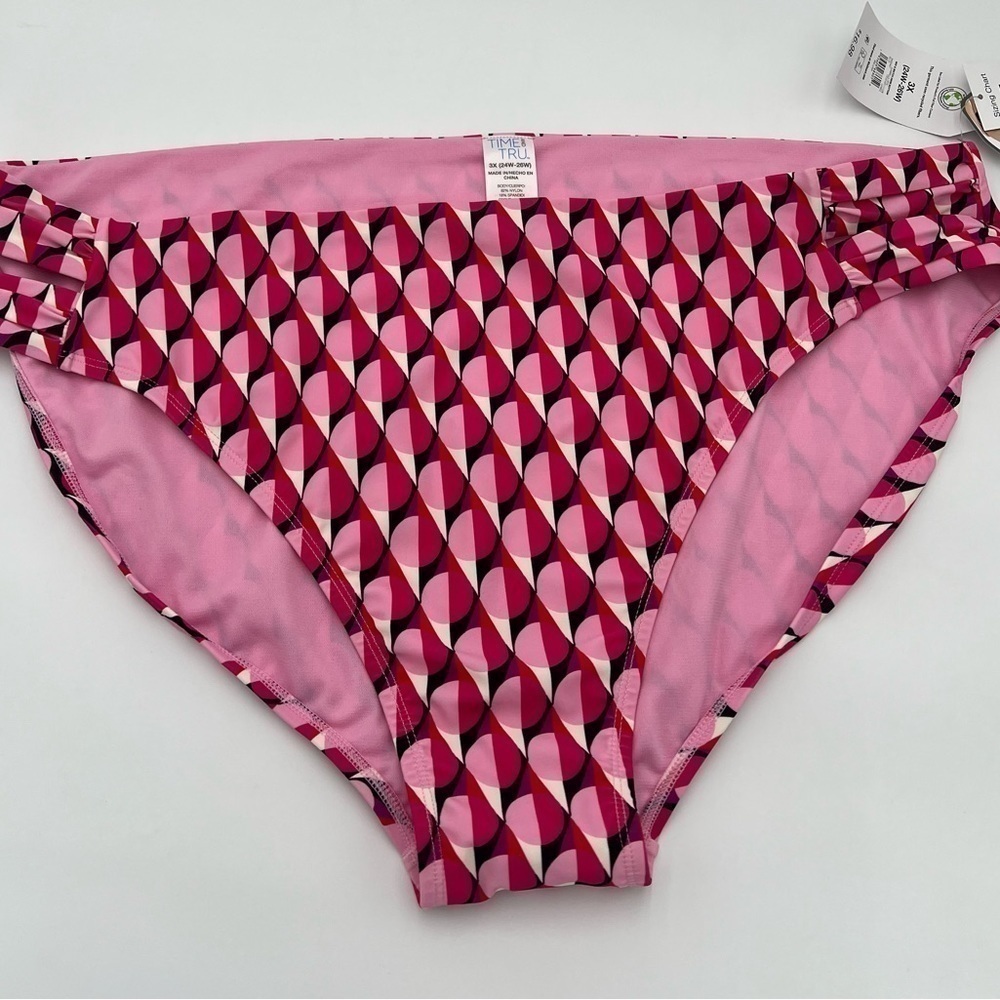 Time and Tru Women's Geo Print Side Ruched Bikini Bottoms Size 3X NWT